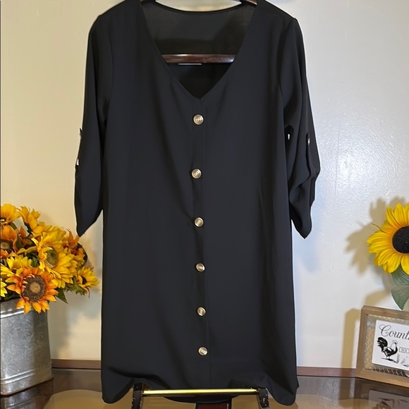 Black Buttoned Relaxed Swim Coverup - Picture 1 of 5